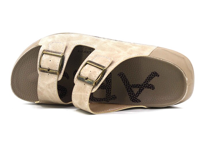 Aris Merdane 20052 Çift Toka Spor Taban Kutulu Günlük Terlik Bej - Aris (1)