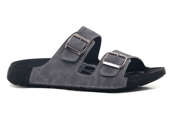 Aris Merdane 20052 Çift Toka Spor Taban Kutulu Günlük Terlik Gri - Aris