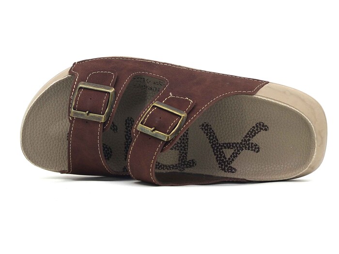 Aris Merdane 20052 Çift Toka Spor Taban Kutulu Günlük Terlik Kahve - Aris (1)