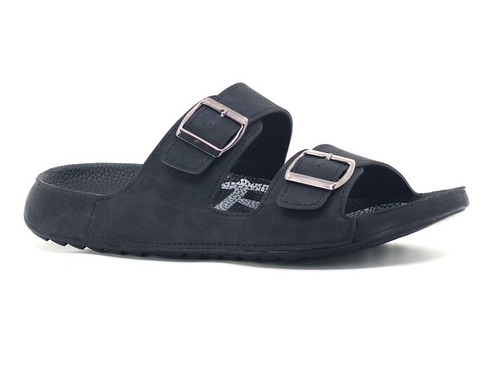 Aris Merdane 20052 Çift Toka Spor Taban Kutulu Günlük Terlik Siyah - Aris