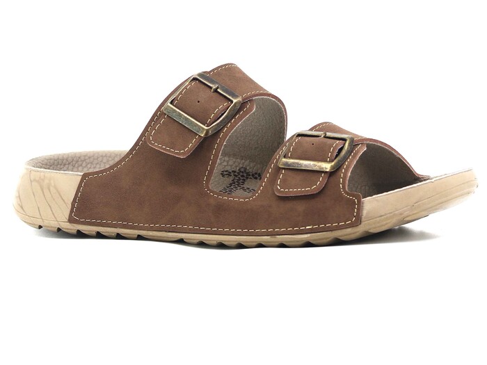 Aris Merdane 20052 Çift Toka Spor Taban Kutulu Günlük Terlik Vizon - Aris