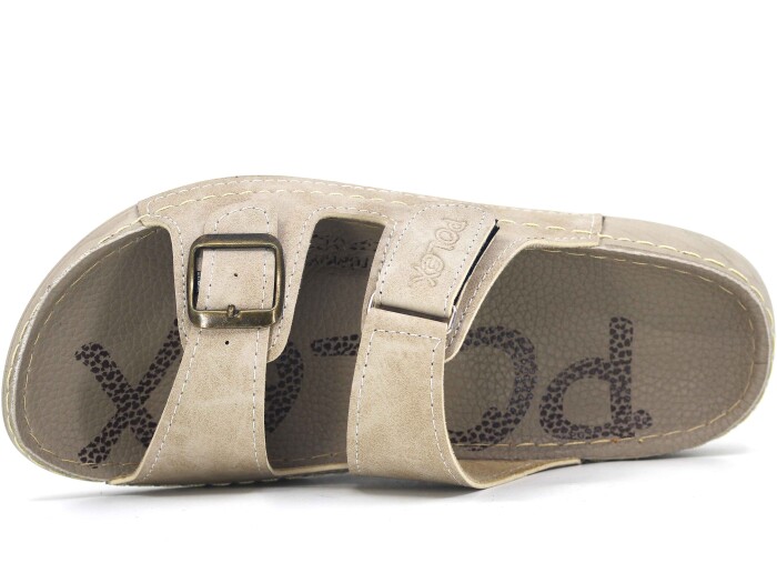 Polex Merdane 20054 Cırtlı Tokalı Spor Taban Günlük Terlik Bej - 2