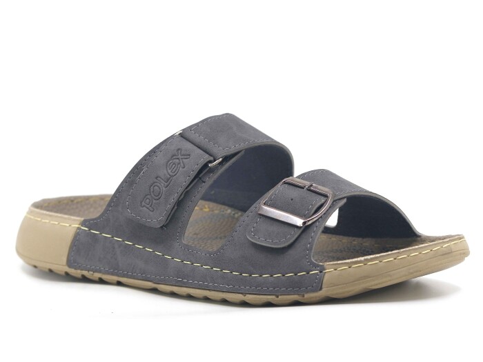 Polex Merdane 20054 Cırtlı Tokalı Spor Taban Günlük Terlik Gri - Polex