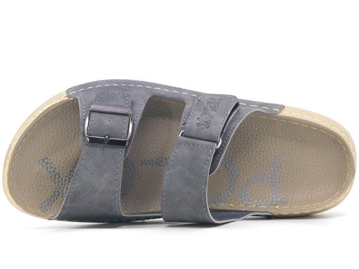 Polex Merdane 20054 Cırtlı Tokalı Spor Taban Günlük Terlik Gri - Polex (1)