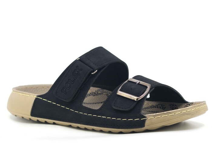 Polex Merdane 20054 Cırtlı Tokalı Spor Taban Günlük Terlik Siyah 