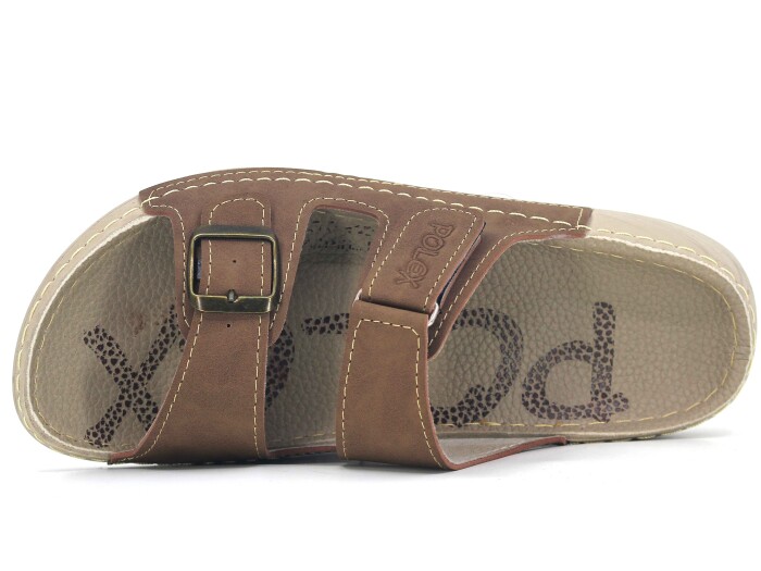 Polex Merdane 20054 Cırtlı Tokalı Spor Taban Günlük Terlik Vizon - Polex (1)