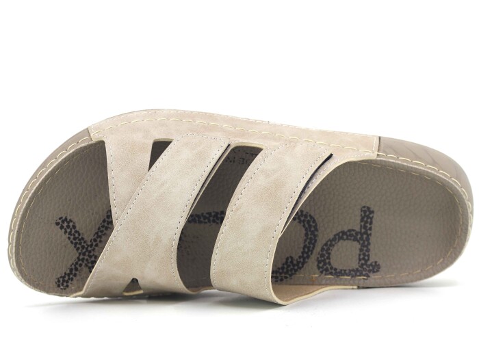 Polex Merdane 20057 Çapraz Uzun Cırtlı Spor Taban Günlük Terlik Bej - 2