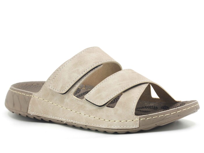 Polex Merdane 20057 Çapraz Uzun Cırtlı Spor Taban Günlük Terlik Bej - 1