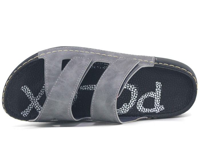 Polex Merdane 20057 Çapraz Uzun Cırtlı Spor Taban Günlük Terlik Gri - 2