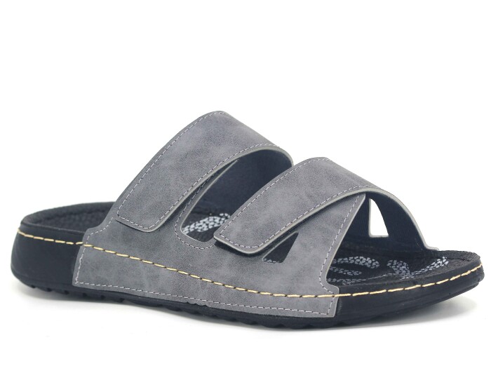 Polex Merdane 20057 Çapraz Uzun Cırtlı Spor Taban Günlük Terlik Gri 