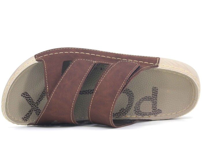 Polex Merdane 20057 Çapraz Uzun Cırtlı Spor Taban Günlük Terlik Kahve - Polex (1)