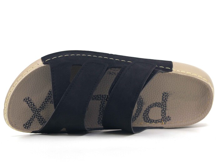 Polex Merdane 20057 Çapraz Uzun Cırtlı Spor Taban Günlük Terlik Siyah - Bej - Polex (1)