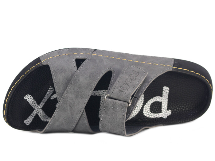 Polex Merdane 20059 Çapraz Cırtlı Tokalı Spor Taban Günlük Terlik Gri - 2