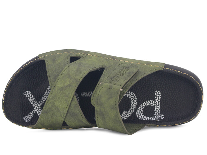 Polex Merdane 20059 Çapraz Cırtlı Tokalı Spor Taban Günlük Terlik Haki - Polex (1)