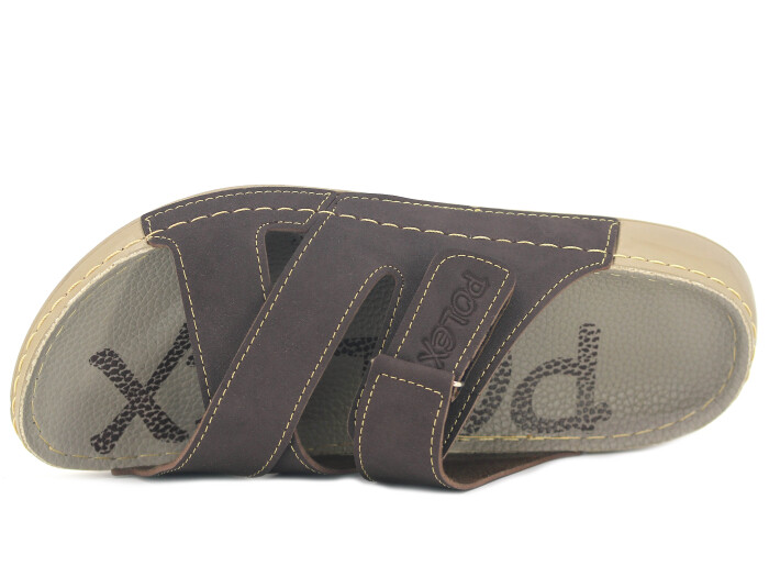 Polex Merdane 20059 Çapraz Cırtlı Tokalı Spor Taban Günlük Terlik Kahve - Polex (1)