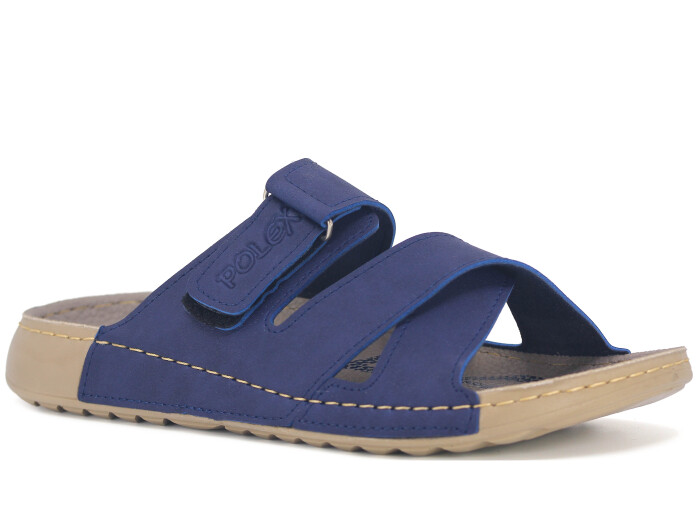 Polex Merdane 20059 Çapraz Cırtlı Tokalı Spor Taban Günlük Terlik Lacivert - 1