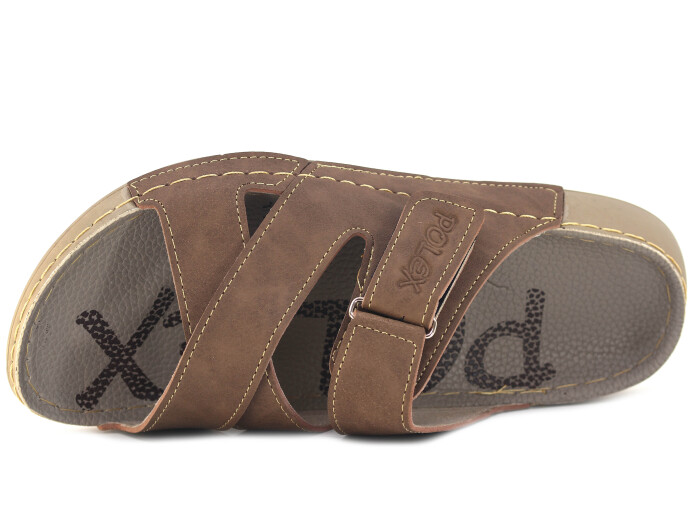 Polex Merdane 20059 Çapraz Cırtlı Tokalı Spor Taban Günlük Terlik Vizon - Polex (1)