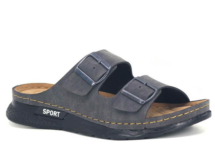 Foxter Merdane M-2010 Çift Toka Kutulu Monta Günlük Terlik Gri - 1