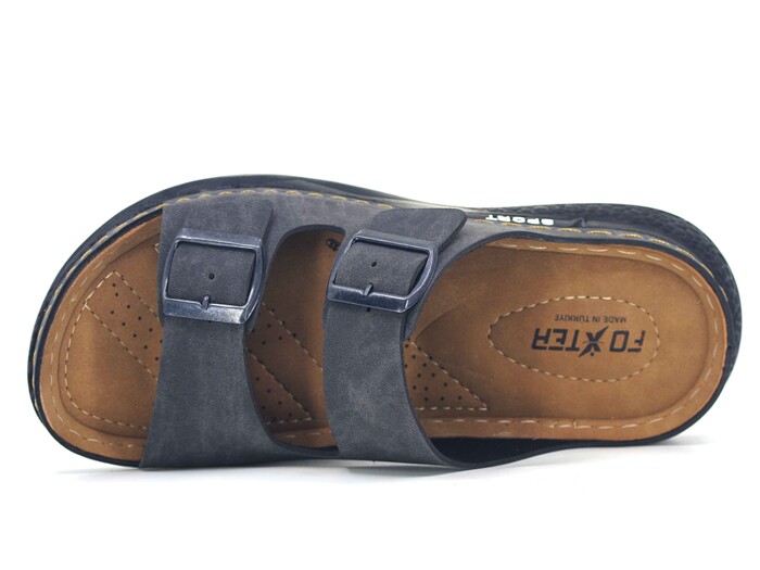Foxter Merdane M-2010 Çift Toka Kutulu Monta Günlük Terlik Gri - 2