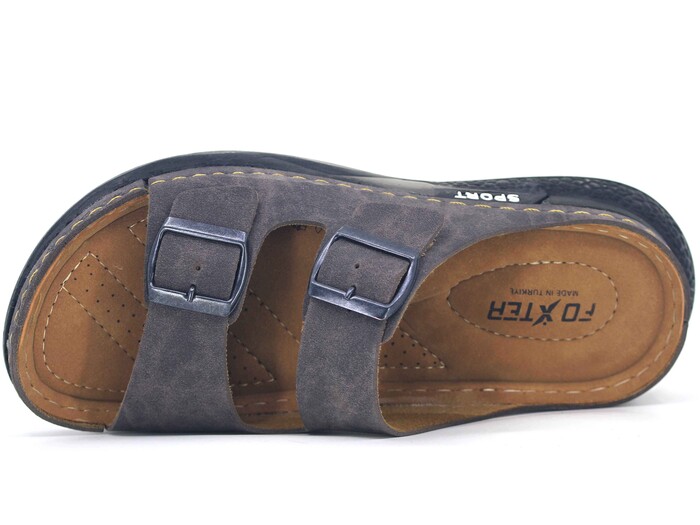 Foxter Merdane M-2010 Çift Toka Kutulu Monta Günlük Terlik Kahve - Foxter (1)