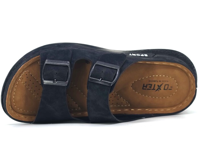 Foxter Merdane M-2010 Çift Toka Kutulu Monta Günlük Terlik Siyah - 2