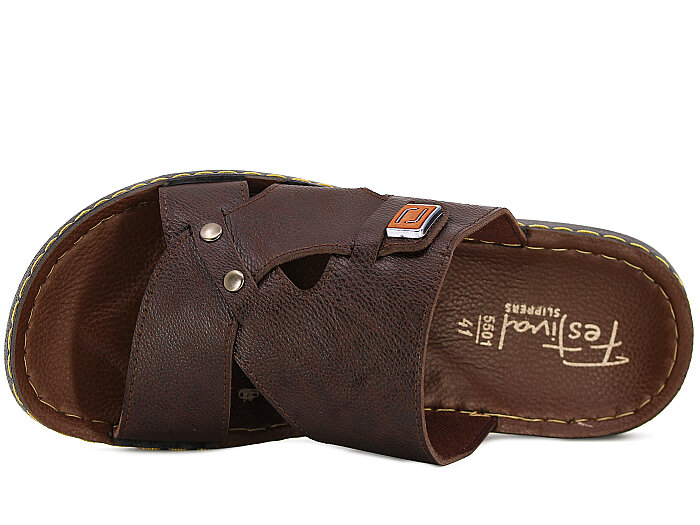 Polex Merdane 5504 Tokalı Geçmeli Mekvalli Günlük Terlik Kahve - 2