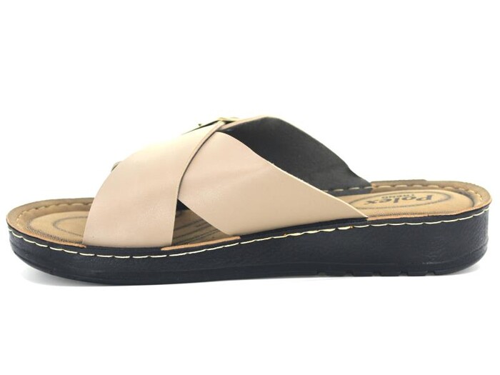 Polex Merdane 972-2 Trend Çapraz Tokalı Günlük Terlik Vizon - Polex (1)