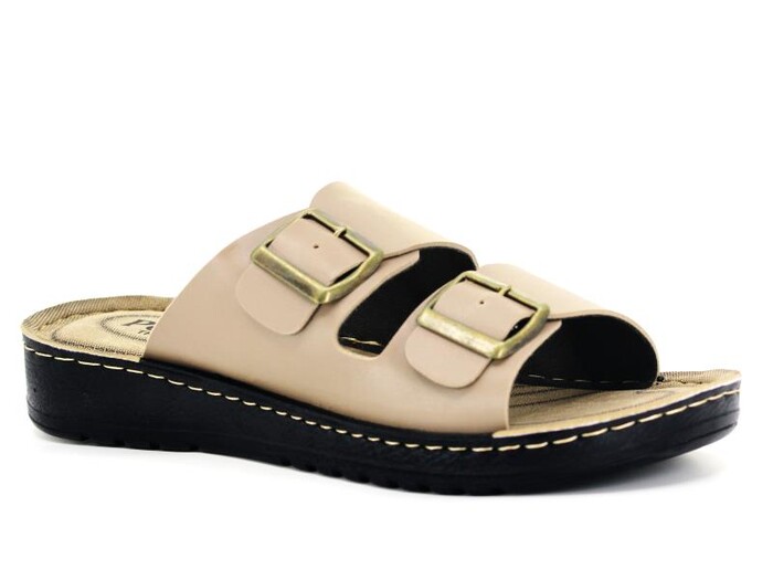 Polex Merdane 972-3 Trend Çift Toka Günlük Terlik Bej - Polex