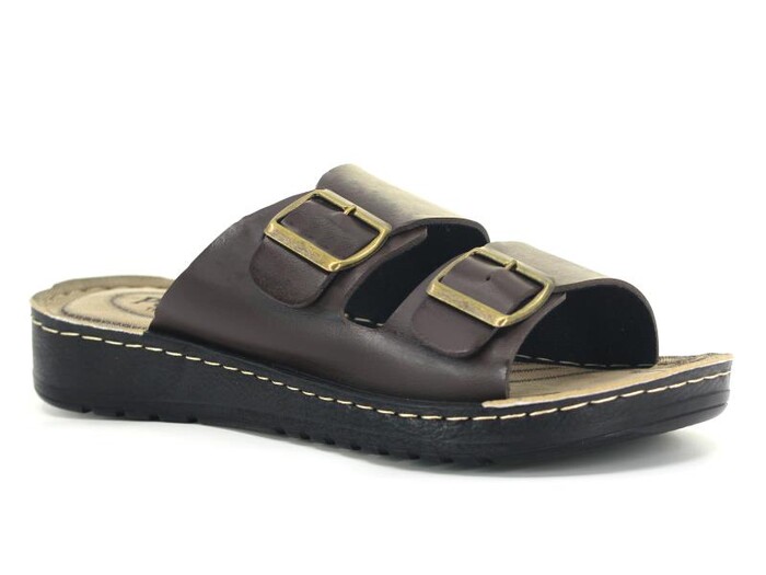 Polex Merdane 972-3 Trend Çift Toka Günlük Terlik Kahve - Polex