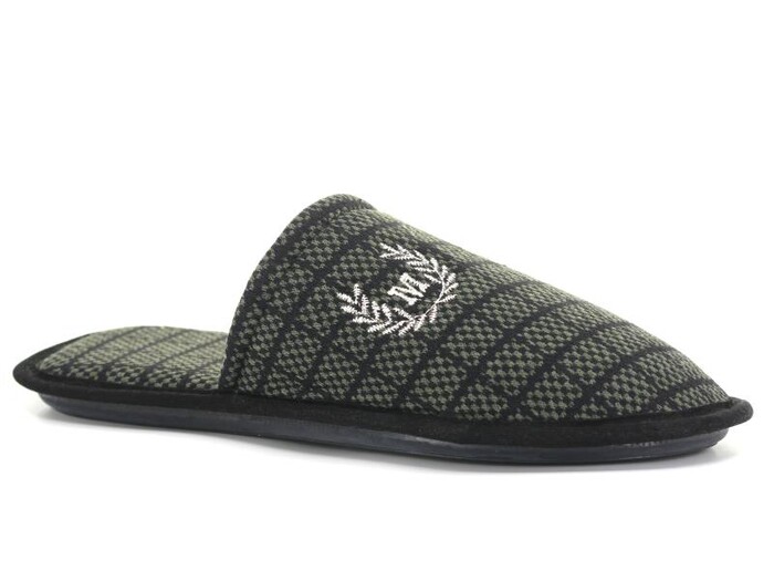 Auris Merdane Kumaş Nakışlı (41-45) Çanak Terlik Ekose Haki - 1