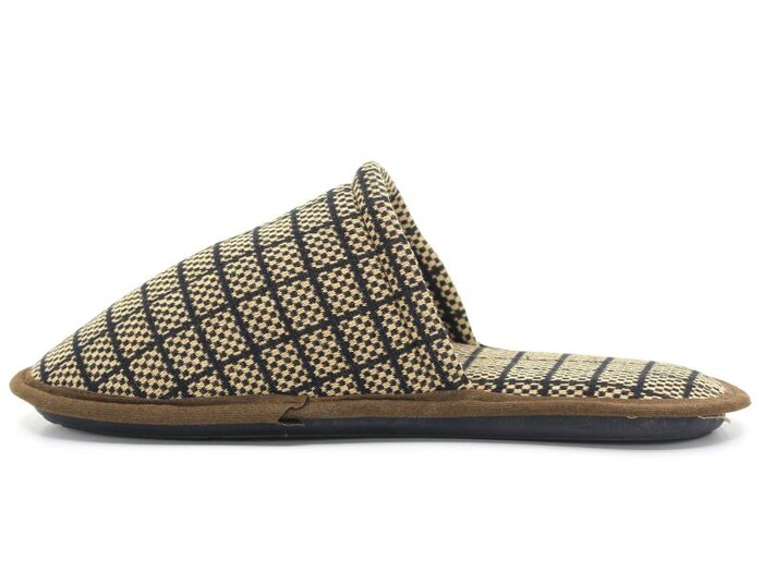 Auris Merdane Kumaş Nakışlı (41-45) Çanak Terlik Ekose Kahve - Auris (1)