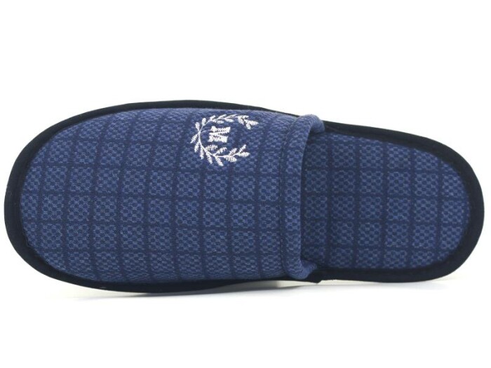 Auris Merdane Kumaş Nakışlı (41-45) Çanak Terlik Ekose Lacivert - 2