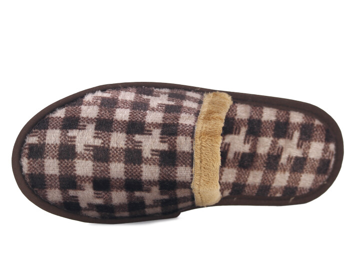 Auris Merdane HSN Çanak Terlik Ekose Kahve - 2