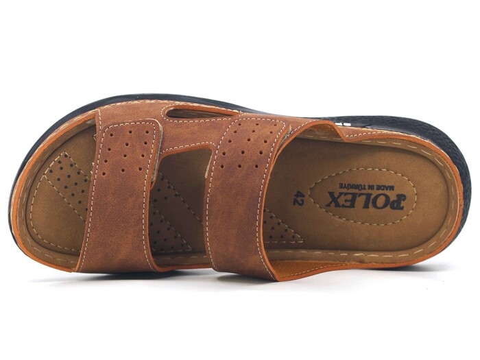 Polex Merdane M-2006 Çift Cırtlı Delikli Sport Monta Poşetli Günlük Terlik Taba - 2