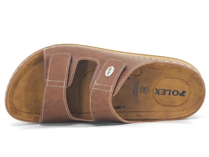 Polex Merdane M224-0103 Çift Bant Cırtlı Monta Günlük Terlik Camel - 2