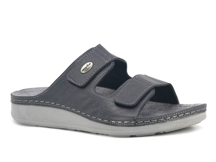 Polex Merdane M224-0103 Çift Bant Cırtlı Monta Günlük Terlik Gri - Polex