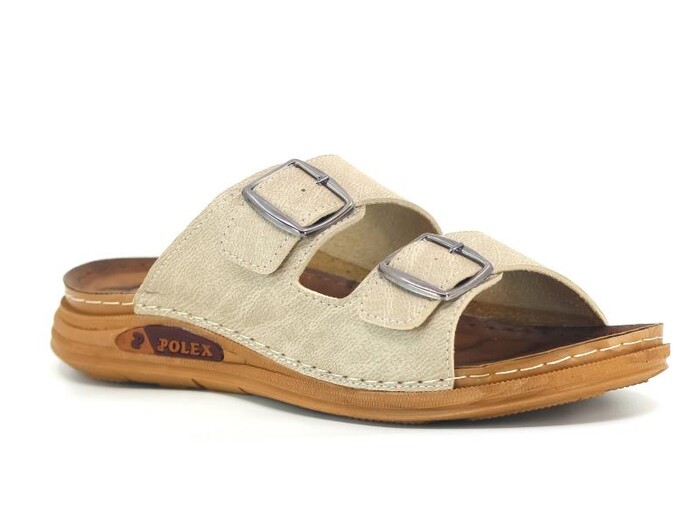 Polex Merdane M226-0115 Çift Toka Monta Günlük Terlik Bej - Polex