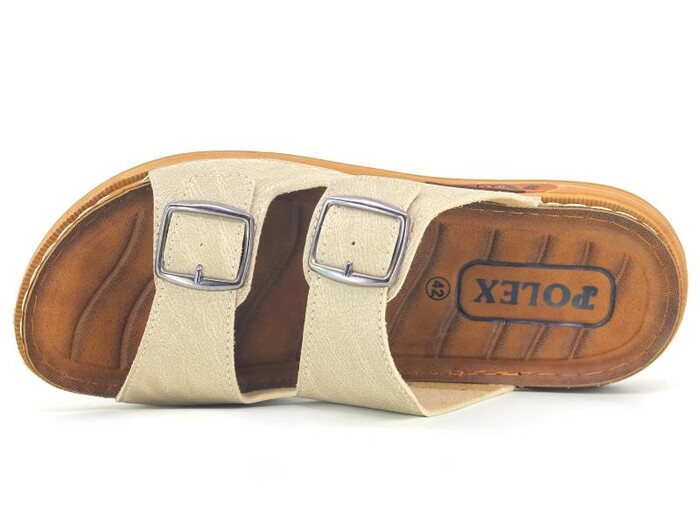 Polex Merdane M226-0115 Çift Toka Monta Günlük Terlik Bej - Polex (1)