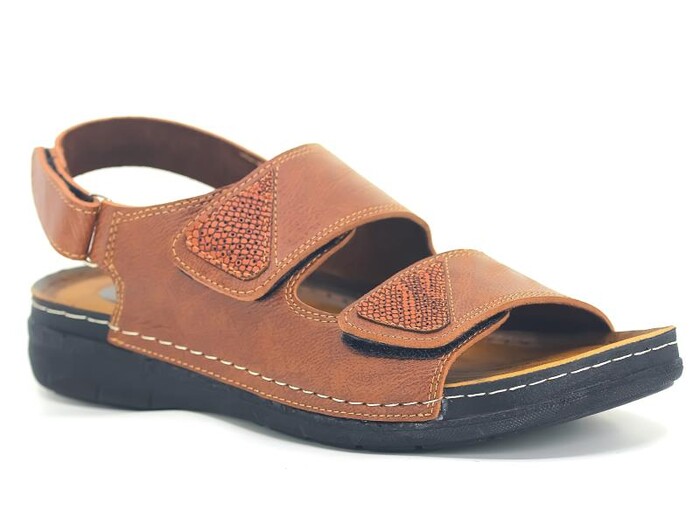 Polex Merdane M244-0201 Çift Bant Cırtlı Monta Sandalet Camel - 1