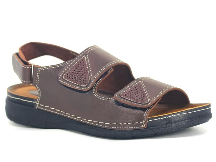 Polex Merdane M244-0201 Çift Bant Cırtlı Monta Sandalet Kahve - 1