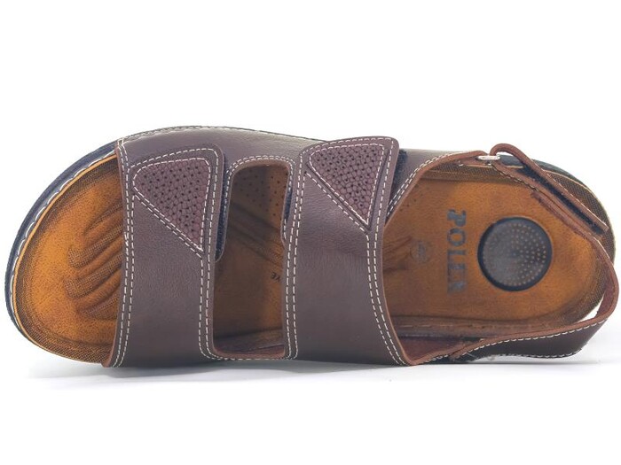 Polex Merdane M244-0201 Çift Bant Cırtlı Monta Sandalet Kahve - 2