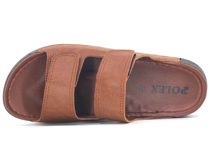 Polex Merdane M246-0106 Çift Bant Cırtlı Monta Günlük Terlik Camel - 2