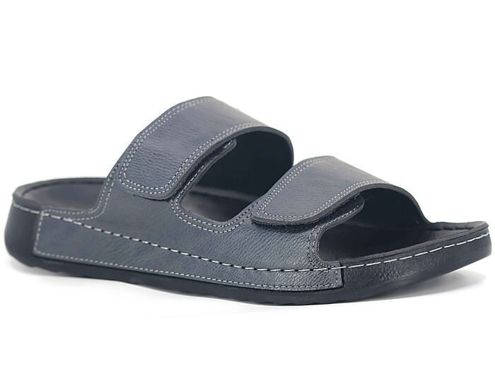 Polex Merdane M246-0106 Çift Bant Cırtlı Monta Günlük Terlik Gri - Polex