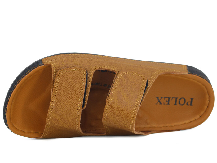 Polex Merdane M246-0106 Çift Bant Cırtlı Monta Günlük Terlik Hardal - Polex (1)