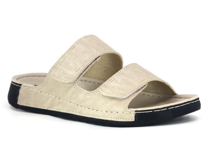 Polex Merdane M246-0106 Çift Bant Cırtlı Monta Günlük Terlik Bej - Polex