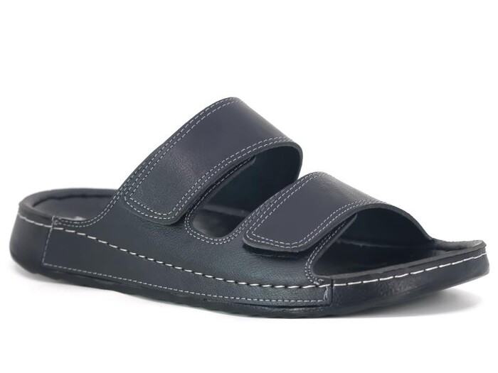 Polex Merdane M246-0106 Çift Bant Cırtlı Monta Günlük Terlik Siyah - Polex