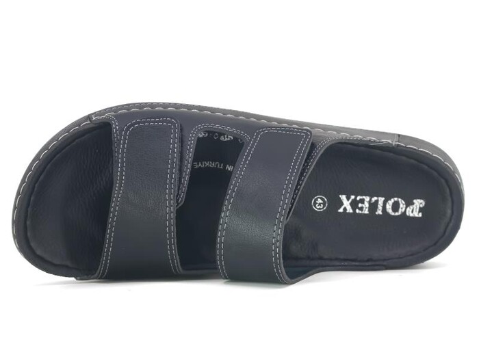Polex Merdane M246-0106 Çift Bant Cırtlı Monta Günlük Terlik Siyah - Polex (1)