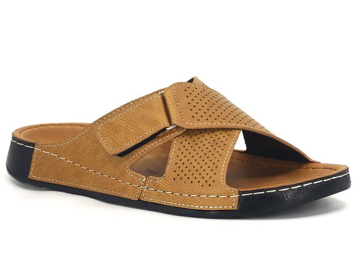 Polex Merdane M246-0110 Çapraz Lazerli Cırtlı Monta Günlük Terlik Hardal - Polex