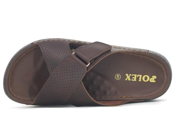 Polex Merdane M246-0110 Çapraz Lazerli Cırtlı Monta Günlük Terlik Kahve - Polex (1)