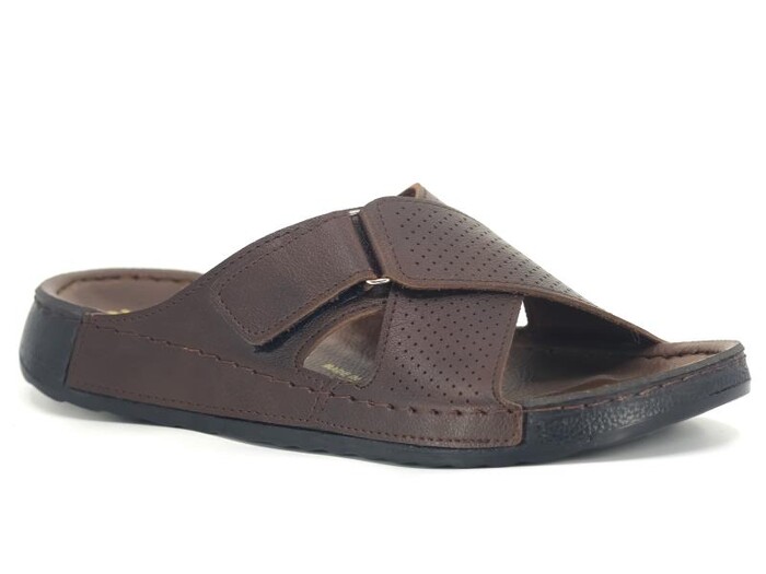 Polex Merdane M246-0110 Çapraz Lazerli Cırtlı Monta Günlük Terlik Kahve - Polex